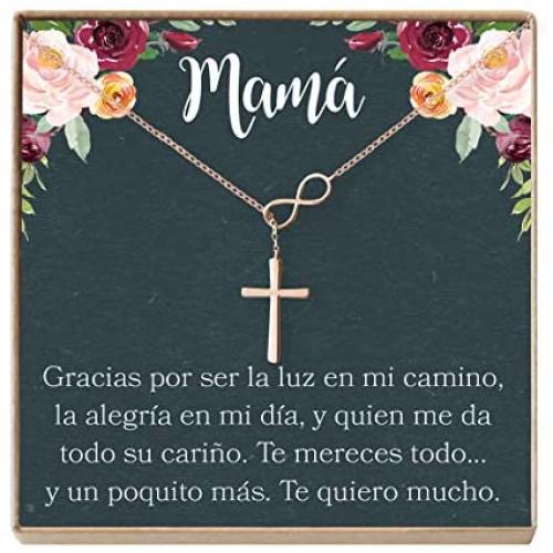 Collar Regalo Para Madre, Mamá, Día de la Madre, Cumpleaños, Día de la Mujer, Infinity Cross (rose-gold-plated-brass, NA)
