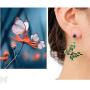 DAMLENG Brilliant Shine Green Fairy Tale Butterfly Stud Earrings Rhinestone Animal Insect Charm Dangle Drop Earrings for Women Girls Jewelry Gift
