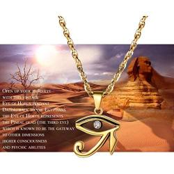 PROSTEEL Stainless Steel Ankh Necklace, Eye of Horus Necklace, Ancient Egyptian Symbol of Protection, Come Gift Box