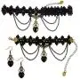 Gothic Costumes Jewelry Set Heart Choker Necklace Bracelet Dangle Earrings Black Artificial Rhinestone Tassels