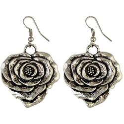 YAZILIND Women Boho Drop Dangle Vintage Earrings Statement Flower Engrave Hook Earrings Ethnic Antique Jewelry Tibetan Silver