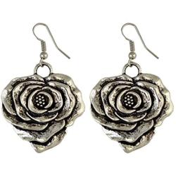 YAZILIND Women Boho Drop Dangle Vintage Earrings Statement Flower Engrave Hook Earrings Ethnic Antique Jewelry Tibetan Silver