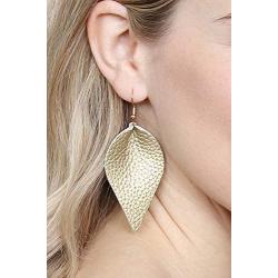 Bohemian Lightweight Genuine Real Leather Geometric Drop Statement Earrings - Petal Leaf Feather, Teardrop Dangles