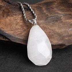 Natural Gemstone Pendant Necklace Healing Crystal Quartz Reiki Chakra Gem Stones 18 Inch Jewelry Women Girls Men Birthday Gifts 24 Stainless Steel Chain
