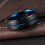 TUSEN JEWELRY Promise Rings 8mm Thin Blue Line Plated Tungsten Ring