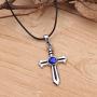 Davitu Pendant Necklaces - Cartoon Jewelry Fashion Blue Anime Crystal Cross Fairy Tail Figure Toys Gray Fullbuster Cosplay Jewelry for Men Women Wholesale