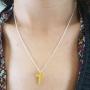 Dazzlingrock Collection Round Gemstone Ladies Cross Pendant (Silver Chain Included), 14K Gold