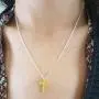 Dazzlingrock Collection Round Gemstone Ladies Cross Pendant (Silver Chain Included), 14K Gold Dazzlingrock Collection Round Gemstone Ladies Cross Pendant (Silver Chain Included), 14K Gold