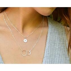 EFYTAL Sister Gifts from Sister, 925 Sterling Silver Double Circle Necklace, Birthday Jewelry Gift Necklaces for Sisters, No Better Friend
