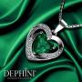 DEPHINI - Green Heart Necklace - 925 Sterling Silver - Peridot Birthstone Embellished with Branded Crystal Pendant - Fine Jewellery Woman Necklace 18'' Rhodium Plated Silver Chain - Cubic Zirconia