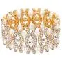 EVER FAITH Womens Bridal Eye Shaped Elastic Stretch Bracelet Clear Crystal Cream Simulated Pearl EVER FAITH Womens Bridal Eye Shaped Elastic Stretch Bracelet Clear Crystal Cream Simulated Pearl