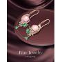 HXZZ Fine Jewelry Women Gifts Sterling Silver Natural Gemstone Amethyst and Rose Quartz Drop Dangle Hook Earrings Phoenix Design Style