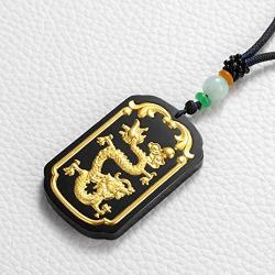 Natural Nephrite Jade Necklace Pendant Inlaid with 22K Gold Good Luck Charm Jade Jewelry
