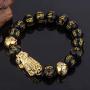 RIOSO Feng Shui Good Luck Bracelets for Men Women Obsidian Bead Dragon Lucky Charm Bracelet Pixiu Pi Yao Attract Wealth Money Feng Shui Jewelry
