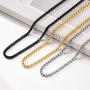 U7 2mm/3mm/6mm/7mm Box Chain Stainless Steel, 18K Gold Plated Flat/Square/Round Rolo Chain Necklace Bracelet Set, Length 18''-32''