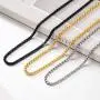 U7 2mm/3mm/6mm/7mm Box Chain Stainless Steel, 18K Gold Plated Flat/Square/Round Rolo Chain Necklace Bracelet Set, Length 18''-32''