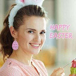 20 Pairs Easter Spring Faux Leather Earrings Easter Egg Bunny Green Plaid Shamrock Teardrop Earrings Dangle Earrings Set for Women Girls Birthday Party