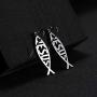 VASSAGO Jesus Fish Ichthys Faith Symbol Hook Earring Hollow Out Design Stainless Steel Drop Dangle Earrings for Women Girls