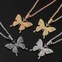 YBMYCM Big Butterfly Pendant Statment Necklace Rhinestone Chain for Women Girl Bling Gold Silver Crystal Layered Choker Necklaces Accessory for Hip Hop Lovers