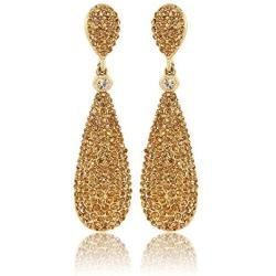 Moonstruck Costume Jewelry Womens Champagne Diamond Golden Dangle Drop Earrings
