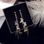 Orris Stainless Steel Long Thick Tassel Butterfly Design Dangle Drop Earrings for Women Girls