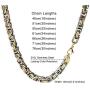 INBLUE 8.0mm Byzantine Link Chain Stainless Steel Necklace for Men Women Boys Water Resistant Chunky Biker Style Jewelry Gift