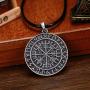 HAQUIL Viking Jewelry Viking Compass Vegvisir Pendant Necklace with Leather Cord for Men and Women