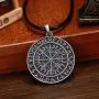 HAQUIL Viking Jewelry Viking Compass Vegvisir Pendant Necklace with Leather Cord for Men and Women HAQUIL Viking Jewelry Viking Compass Vegvisir Pendant Necklace with Leather Cord for Men and Women
