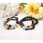 Finrezio 4 Pcs Bead Bracelets for Women Men Solar System & Chakra Stone Diffuser Bracelets Set Aromatherapy Yoga Bracelet 8MM Beaded