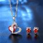 aihihe Jewelry Sets Earrings Necklace Set for Women Heart Crystal Rhinestone Silver Chain Jewelry Valentines Day Anniversary Birthday Gifts for Her