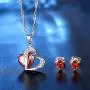 aihihe Jewelry Sets Earrings Necklace Set for Women Heart Crystal Rhinestone Silver Chain Jewelry Valentines Day Anniversary Birthday Gifts for Her