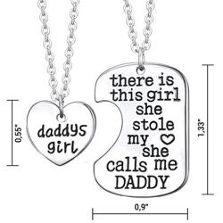 Luvalti Daddys Girl Heart Pendant Necklace - Father Daughter Necklace Set - Best