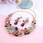FUNRUN JEWELRY Wedding Bridal Necklace Earring Jewelry Set for Women Vintage Statement Necklace Teardrop Dangle Earring for Bridesmaid Evening Party Prom