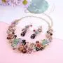 FUNRUN JEWELRY Wedding Bridal Necklace Earring Jewelry Set for Women Vintage Statement Necklace Teardrop Dangle Earring for Bridesmaid Evening Party Prom