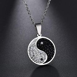 Yin Yang necklace Surgical Stainless Steel Chinese Taiji Bagua Jewelry with Diamond Eight Diagrams