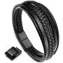 murtoo Mens Leather Bracelet with Magnetic Clasp Cowhide Multi-Layer Braided Leather Mens Bracelet