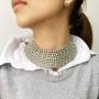 MANILAI Chunky Metal Statement Necklace For Women Neck Bib Collar Choker Necklace Maxi Jewelry