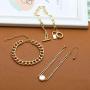 Honsny 12PCS Chain Bracelets for Women 14K Gold Plated Pearl Lock Flat Cable Chain Beaded Bracelets Adjustable Link Chain Bracelet Set Dainty Paperclip Jewelry Set