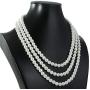 Kalse 3 Strands 4mm Simulated Pearl Choker Chunky Bib Necklace 17 18 19 inch