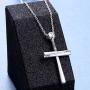Mens S925 Sterling Silver Cross Pendant Necklace 24 Inches Silver Chain