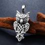 Warvik Owl Irish Celtic Knot Necklace Trinity Pendant Wiccan Moon Asatru, Stainless Steel Jewelry Mens Womens Wheat Chain 20/28inch