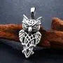 Warvik Owl Irish Celtic Knot Necklace Trinity Pendant Wiccan Moon Asatru, Stainless Steel Jewelry Mens Womens Wheat Chain 20/28inch