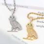 PY BLING Full Iced Out Owl Pendant 18K Gold/White Gold Plated Hip Hop Fashion Simulated Diamond CZ Pendant with Stainless Steel Rope Chain Necklace for Men Women