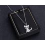 SXNK7 Cat Necklace Silver Tone Sparkly Rainbow Crystal Cat Necklace Cat Pendant Necklace Jewelry for Women Teen Girls Kids Cat Lover Gifts (color new2)