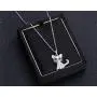 SXNK7 Cat Necklace Silver Tone Sparkly Rainbow Crystal Cat Necklace Cat Pendant Necklace Jewelry for Women Teen Girls Kids Cat Lover Gifts (color new2)