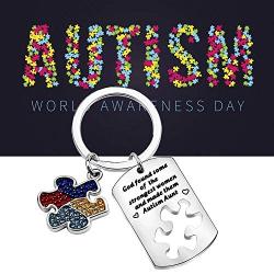 WSNANG Autism Awareness Jewelry Autistic Support Proud Autism Aunt Grandma Gift God Found Some of The Strongest Women and Made Them Autism Aunt/Grandma Keychain