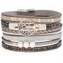 Suyi Women Wrap Bracelet Multilayered Leather Braided Bangle Wrist Cuff Bangles with Magnetic Buckle