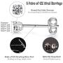 Silver Stud Earrings for Women Men Girls 4 Pairs of Hypoallergenic Small White Gold Plated Cubic Zirconia Cartilage Earrings Jewelry Sets (2mm/3mm/4mm/5mm)