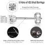 Silver Stud Earrings for Women Men Girls 4 Pairs of Hypoallergenic Small White Gold Plated Cubic Zirconia Cartilage Earrings Jewelry Sets (2mm/3mm/4mm/5mm)