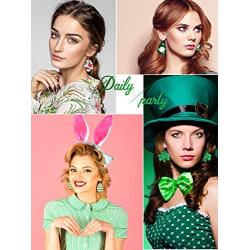 25 Pairs St Patricks Day Easter Faux Leather Earrings Set Teardrop Clover Green Hat Easter Egg Dangle Earrings for Women Girls